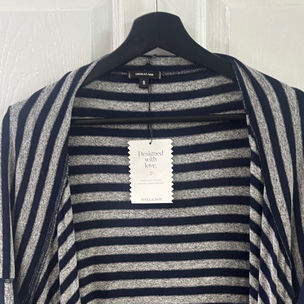 Stella & Dot Black and Gray Striped Cardigan - Picture 2 of 5